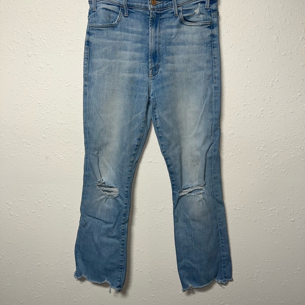 MOTHER‎ Blue Bootcut Jeans with Distressed Details